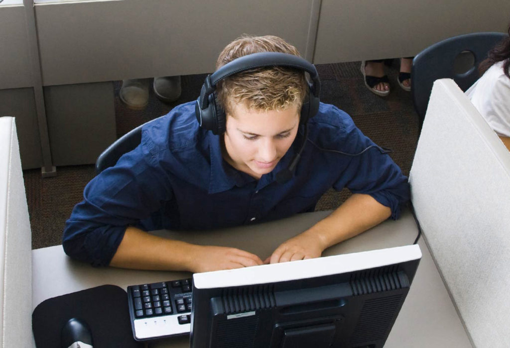 Test being taken with headset