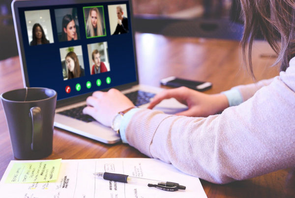 Person on computer video call